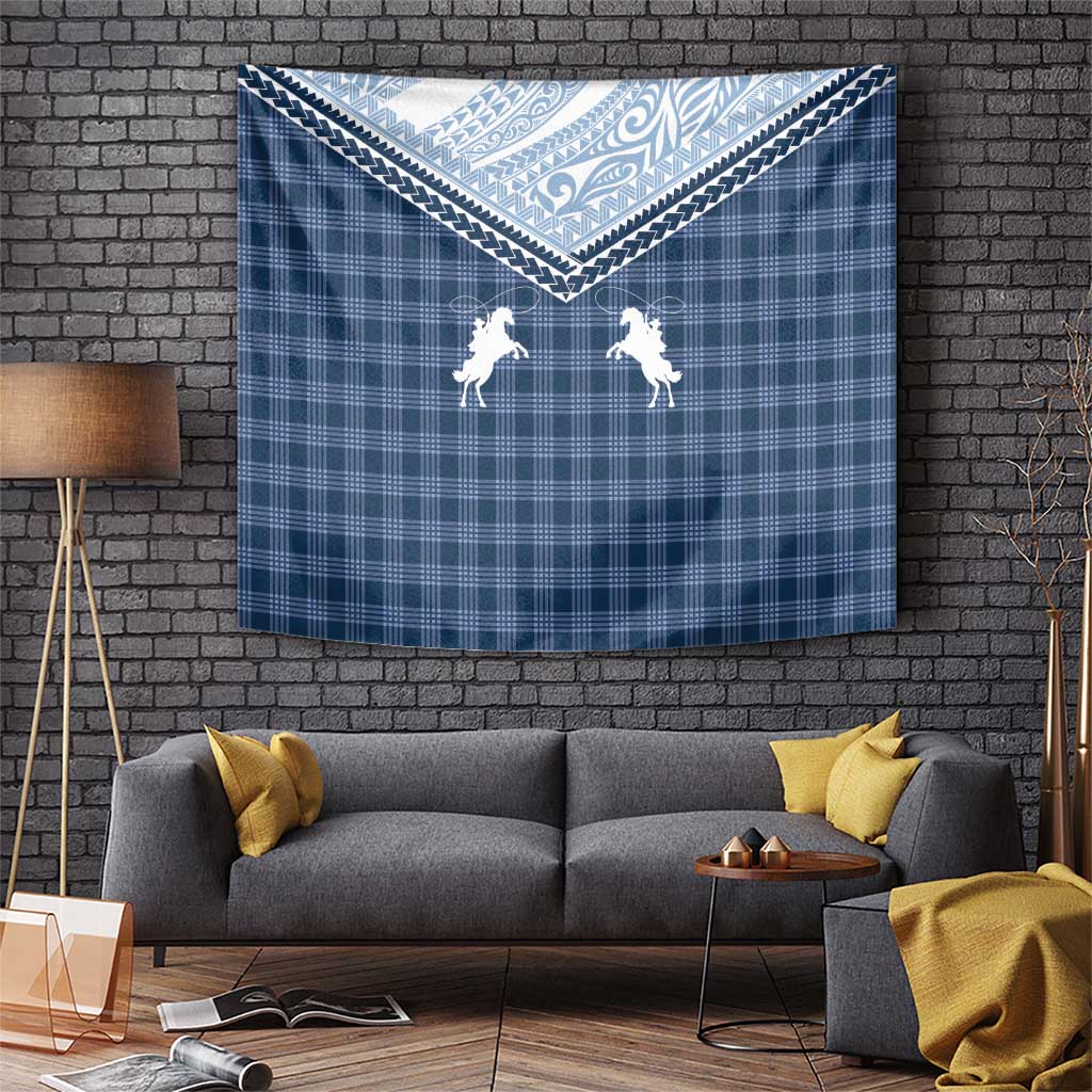 Aloha Hawaii Cowboys Paniolo Tapestry Navy Blue Palaka - Polynesian Pride