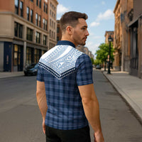 Aloha Hawaii Cowboys Paniolo Zipper Polo Shirt Navy Blue Palaka - Polynesian Pride