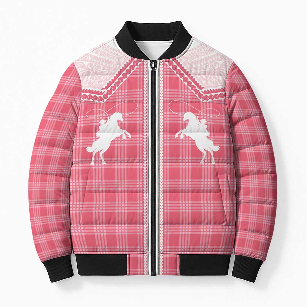 Aloha Hawaii Cowboys Paniolo Bomber Puffer Jacket Rose Palaka - Polynesian Pride