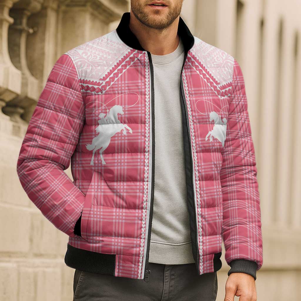 Aloha Hawaii Cowboys Paniolo Bomber Puffer Jacket Rose Palaka - Polynesian Pride