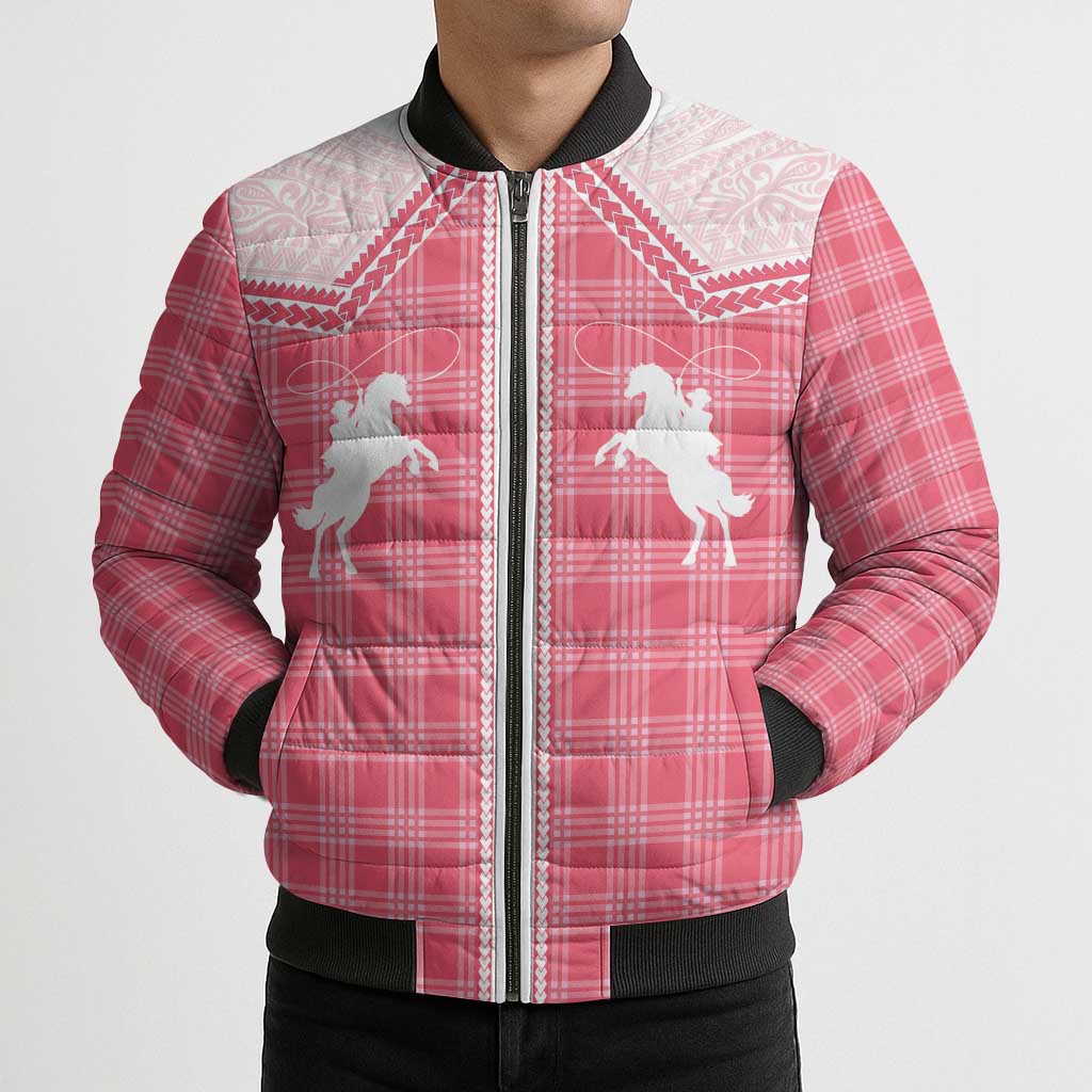 Aloha Hawaii Cowboys Paniolo Bomber Puffer Jacket Rose Palaka - Polynesian Pride
