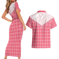 Aloha Hawaii Cowboys Paniolo Couples Matching Short Sleeve Bodycon Dress and Hawaiian Shirt Rose Palaka - Polynesian Pride