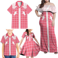 Aloha Hawaii Cowboys Paniolo Family Matching Off Shoulder Maxi Dress and Hawaiian Shirt Rose Palaka - Polynesian Pride