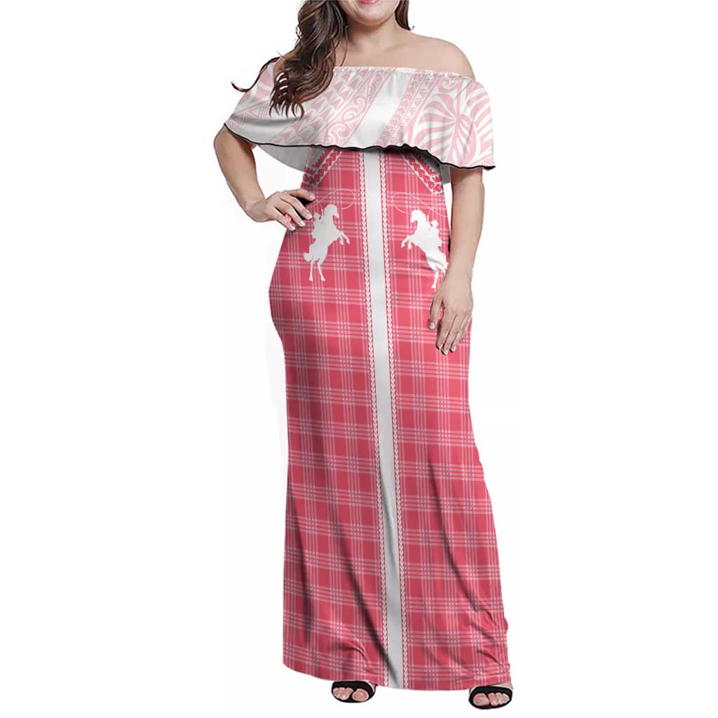Aloha Hawaii Cowboys Paniolo Family Matching Off Shoulder Maxi Dress and Hawaiian Shirt Rose Palaka - Polynesian Pride