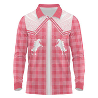 Aloha Hawaii Cowboys Paniolo Long Sleeve Polo Shirt Rose Palaka - Polynesian Pride