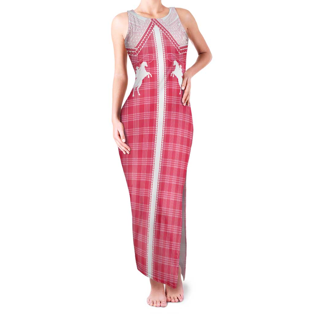 Aloha Hawaii Cowboys Paniolo Tank Maxi Dress Rose Palaka - Polynesian Pride