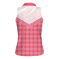 Aloha Hawaii Cowboys Paniolo Women Sleeveless Polo Shirt Rose Palaka - Polynesian Pride