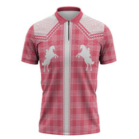 Aloha Hawaii Cowboys Paniolo Zipper Polo Shirt Rose Palaka - Polynesian Pride