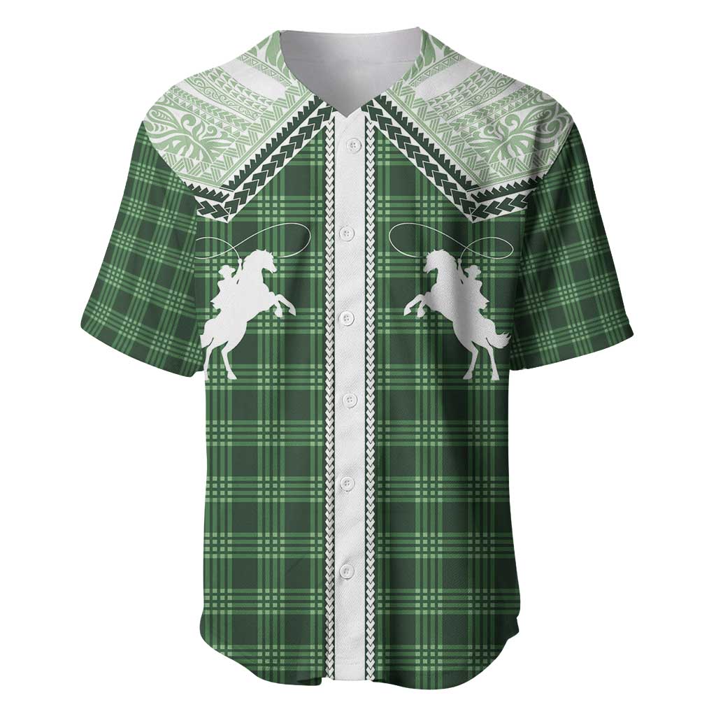 Aloha Hawaii Cowboys Paniolo Baseball Jersey Forest Green Palaka LT7 Dark Green - Polynesian Pride