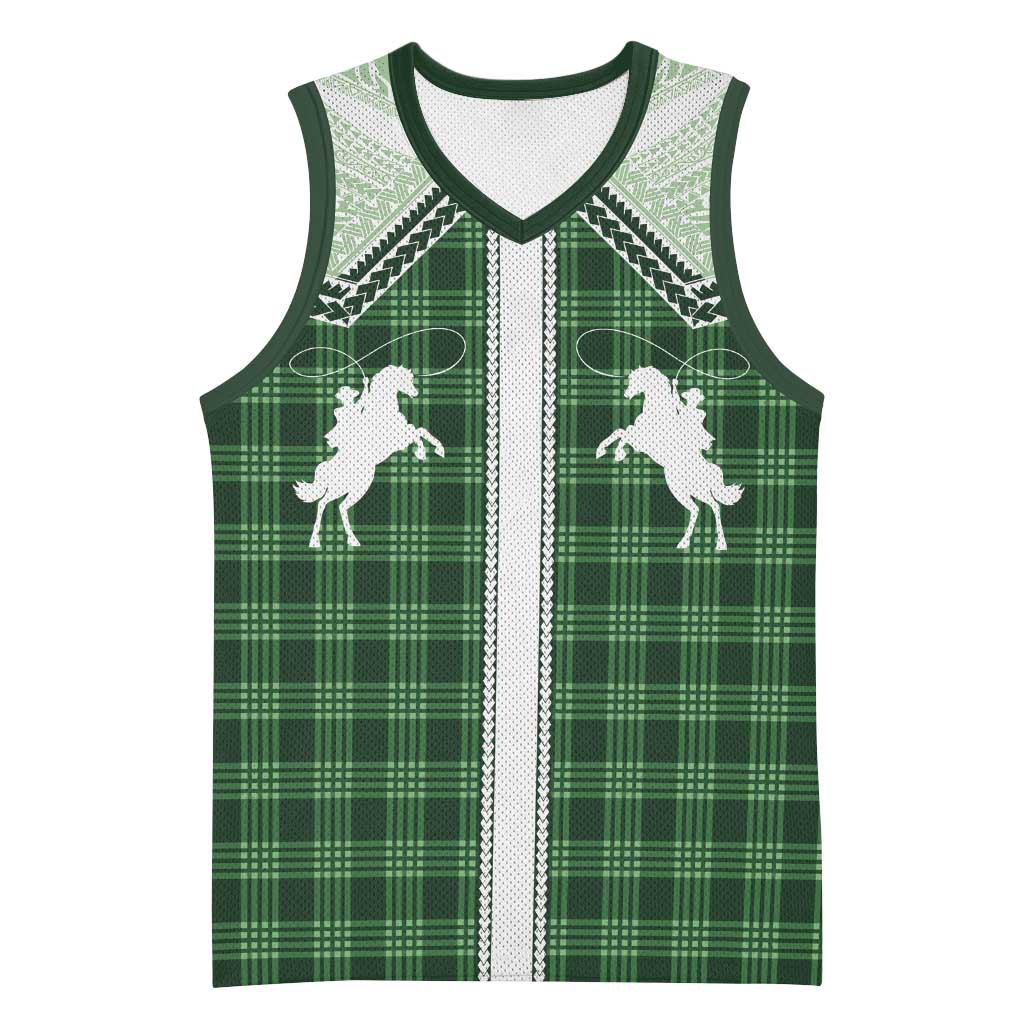 Aloha Hawaii Cowboys Paniolo Basketball Jersey Forest Green Palaka - Polynesian Pride