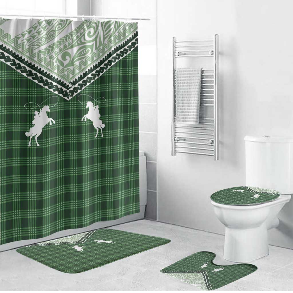 Aloha Hawaii Cowboys Paniolo Bathroom Set Forest Green Palaka - Polynesian Pride