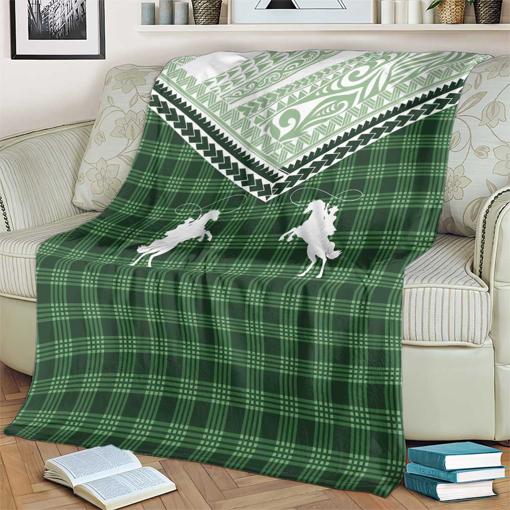 Aloha Hawaii Cowboys Paniolo Blanket Forest Green Palaka - Polynesian Pride