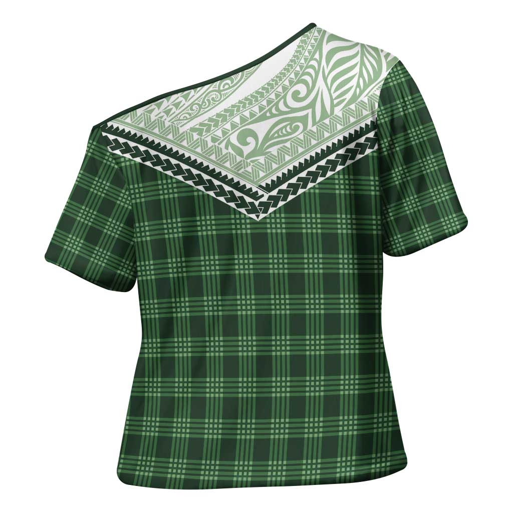 Aloha Hawaii Cowboys Paniolo Cross Shoulder Shirt Forest Green Palaka - Polynesian Pride