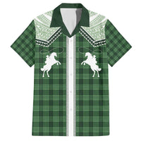 Aloha Hawaii Cowboys Paniolo Family Matching Tank Maxi Dress and Hawaiian Shirt Forest Green Palaka - Polynesian Pride