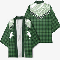 Aloha Hawaii Cowboys Paniolo Kimono Forest Green Palaka - Polynesian Pride