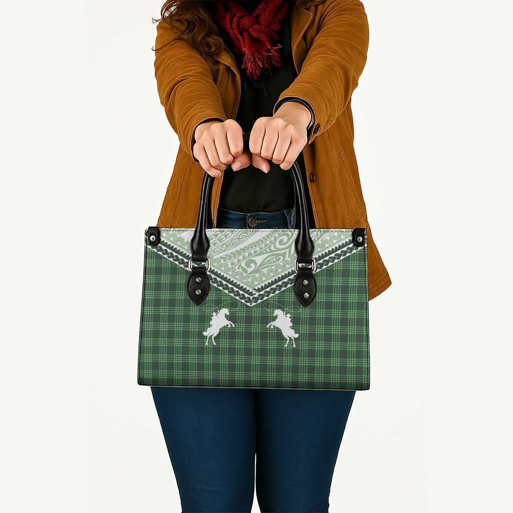 Aloha Hawaii Cowboys Paniolo Leather Bag Forest Green Palaka - Polynesian Pride