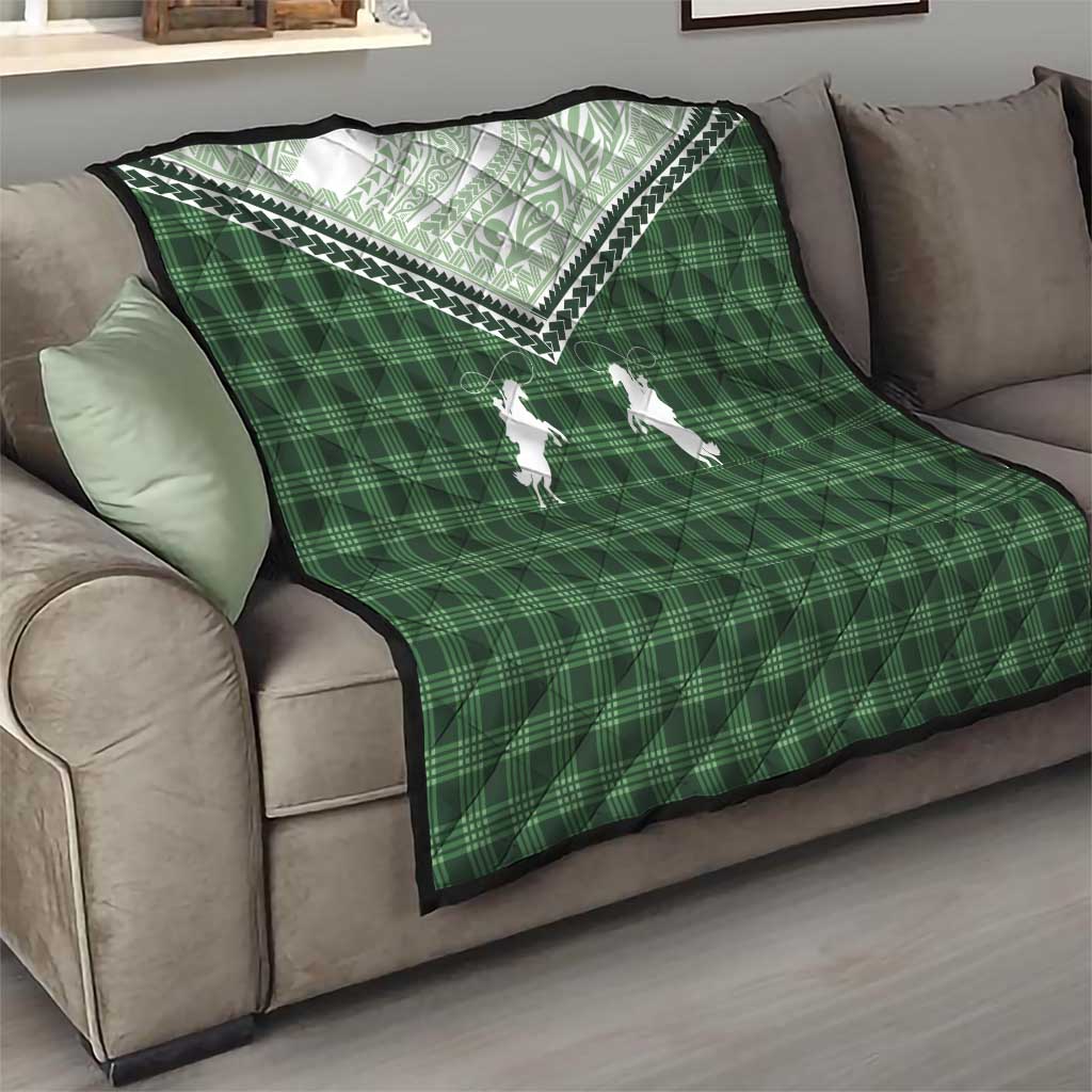 Aloha Hawaii Cowboys Paniolo Quilt Forest Green Palaka - Polynesian Pride