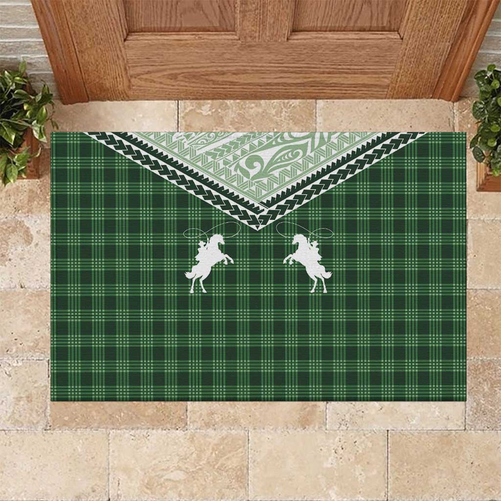 Aloha Hawaii Cowboys Paniolo Rubber Doormat Forest Green Palaka - Polynesian Pride
