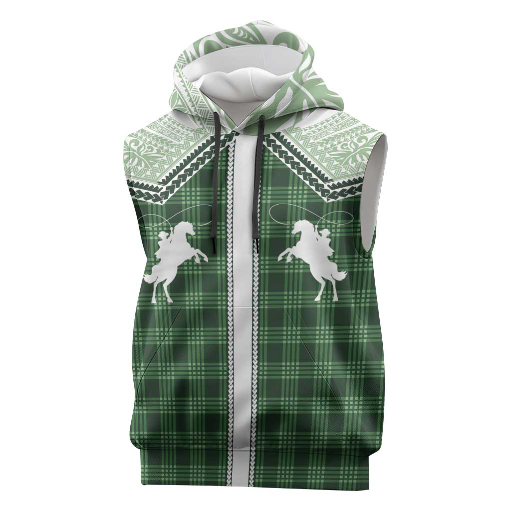 Aloha Hawaii Cowboys Paniolo Sleeveless Hoodie Forest Green Palaka - Polynesian Pride