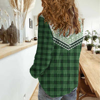 Aloha Hawaii Cowboys Paniolo Women Casual Shirt Forest Green Palaka - Polynesian Pride