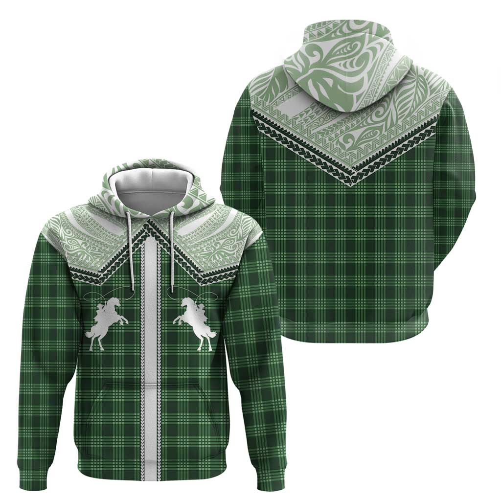 Aloha Hawaii Cowboys Paniolo Zip Hoodie Forest Green Palaka - Polynesian Pride