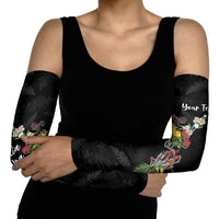 Kia Ora New Zealand Floral Personalized Arm Sleeves Black - Polynesian Pride