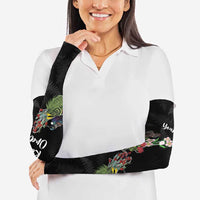 Kia Ora New Zealand Floral Personalized Arm Sleeves Black - Polynesian Pride