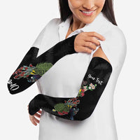Kia Ora New Zealand Floral Personalized Arm Sleeves Black - Polynesian Pride