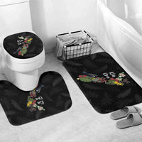 Kia Ora New Zealand Floral Bathroom Set Black - Polynesian Pride