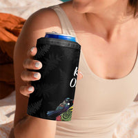 Kia Ora New Zealand Floral 4 in 1 Can Cooler Tumbler Black LT7 - Polynesian Pride