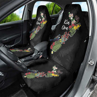 Kia Ora New Zealand Floral Car Seat Cover Black - Polynesian Pride