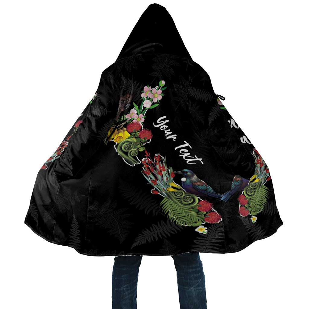 Kia Ora New Zealand Floral Personalized Cloak Black - Polynesian Pride