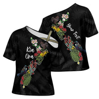 Kia Ora New Zealand Floral Personalized Cross Shoulder Shirt Black - Polynesian Pride