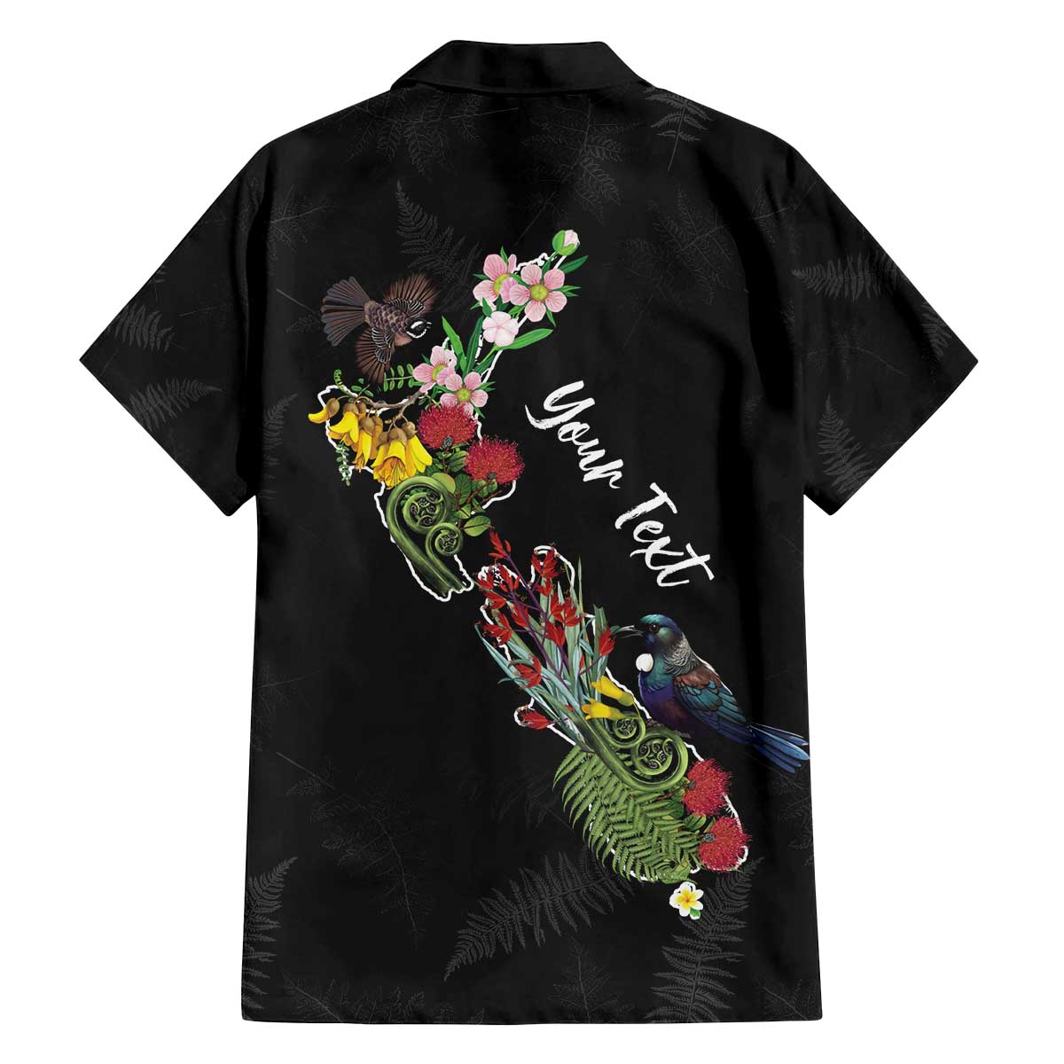 Kia Ora New Zealand Floral Personalized Family Matching Off The Shoulder Long Sleeve Dress and Hawaiian Shirt Black - Polynesian Pride