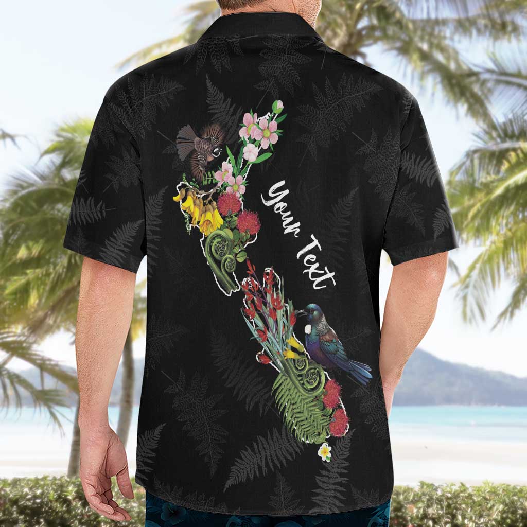 Kia Ora New Zealand Floral Personalized Hawaiian Shirt Black - Polynesian Pride