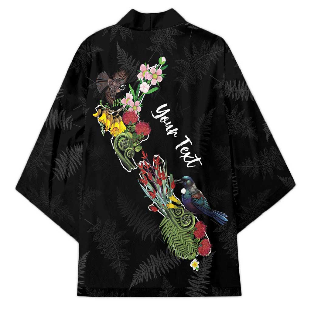 Kia Ora New Zealand Floral Personalized Kimono Black - Polynesian Pride