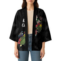 Kia Ora New Zealand Floral Personalized Kimono Black - Polynesian Pride