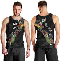 Kia Ora New Zealand Floral Personalized Men Tank Top Black - Polynesian Pride