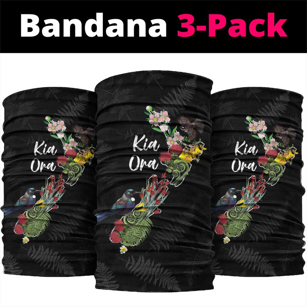 Kia Ora New Zealand Floral Neck Gaiter Black - Polynesian Pride