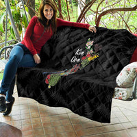 Kia Ora New Zealand Floral Quilt Black - Polynesian Pride