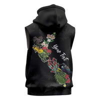Kia Ora New Zealand Floral Personalized Sleeveless Hoodie Black - Polynesian Pride