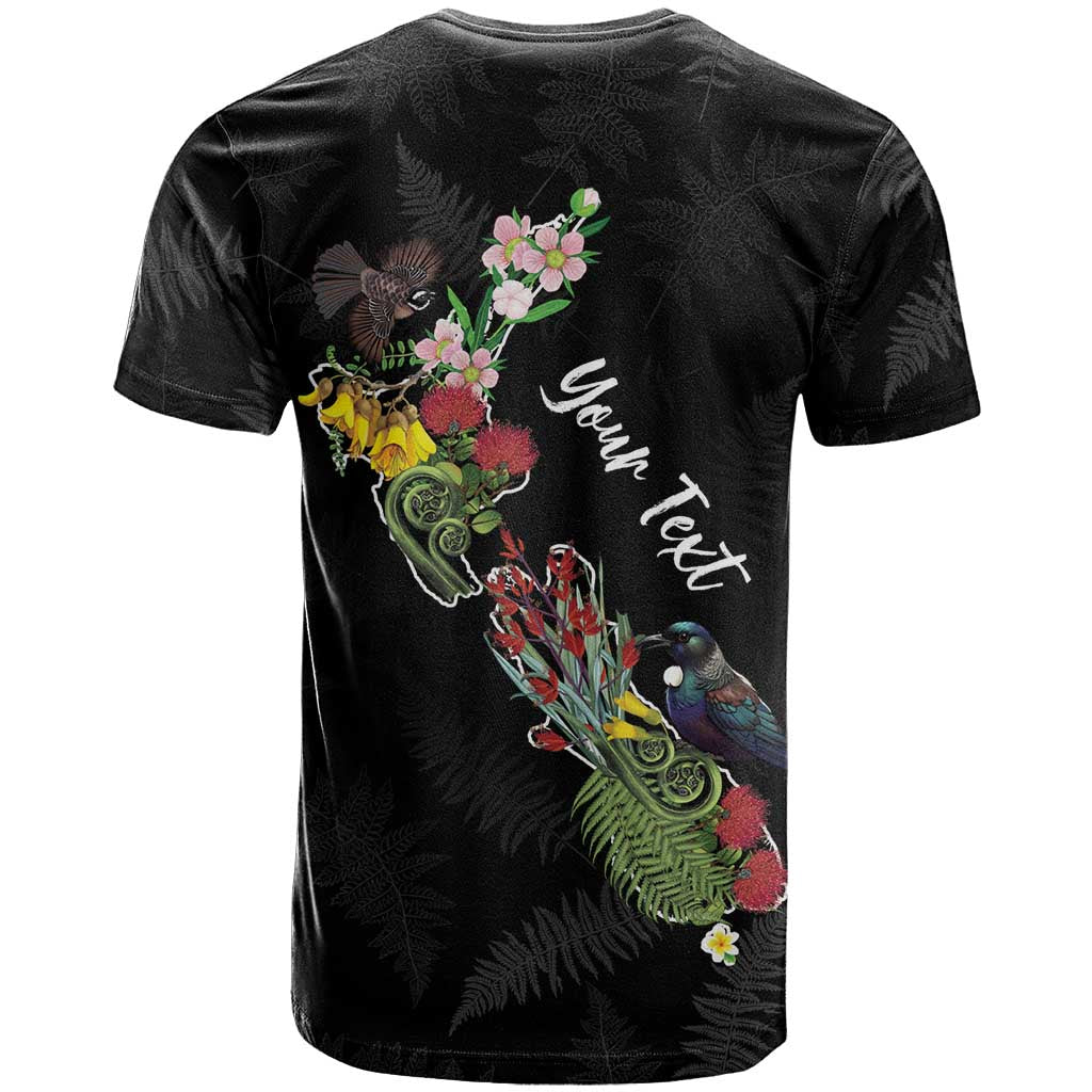 Kia Ora New Zealand Floral Personalized T Shirt Black - Polynesian Pride