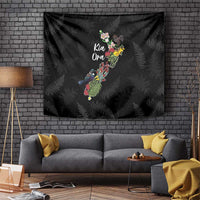 Kia Ora New Zealand Floral Tapestry Black - Polynesian Pride