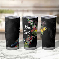 Kia Ora New Zealand Floral Tumbler Cup Black - Polynesian Pride