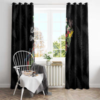 Kia Ora New Zealand Floral Window Curtain Black - Polynesian Pride