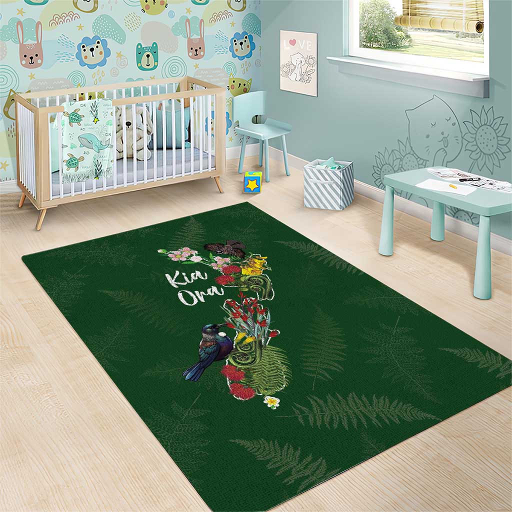 Kia Ora New Zealand Floral Area Rug Sage Green - Polynesian Pride