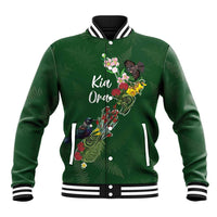 Kia Ora New Zealand Floral Personalized Baseball Jacket Sage Green - Polynesian Pride