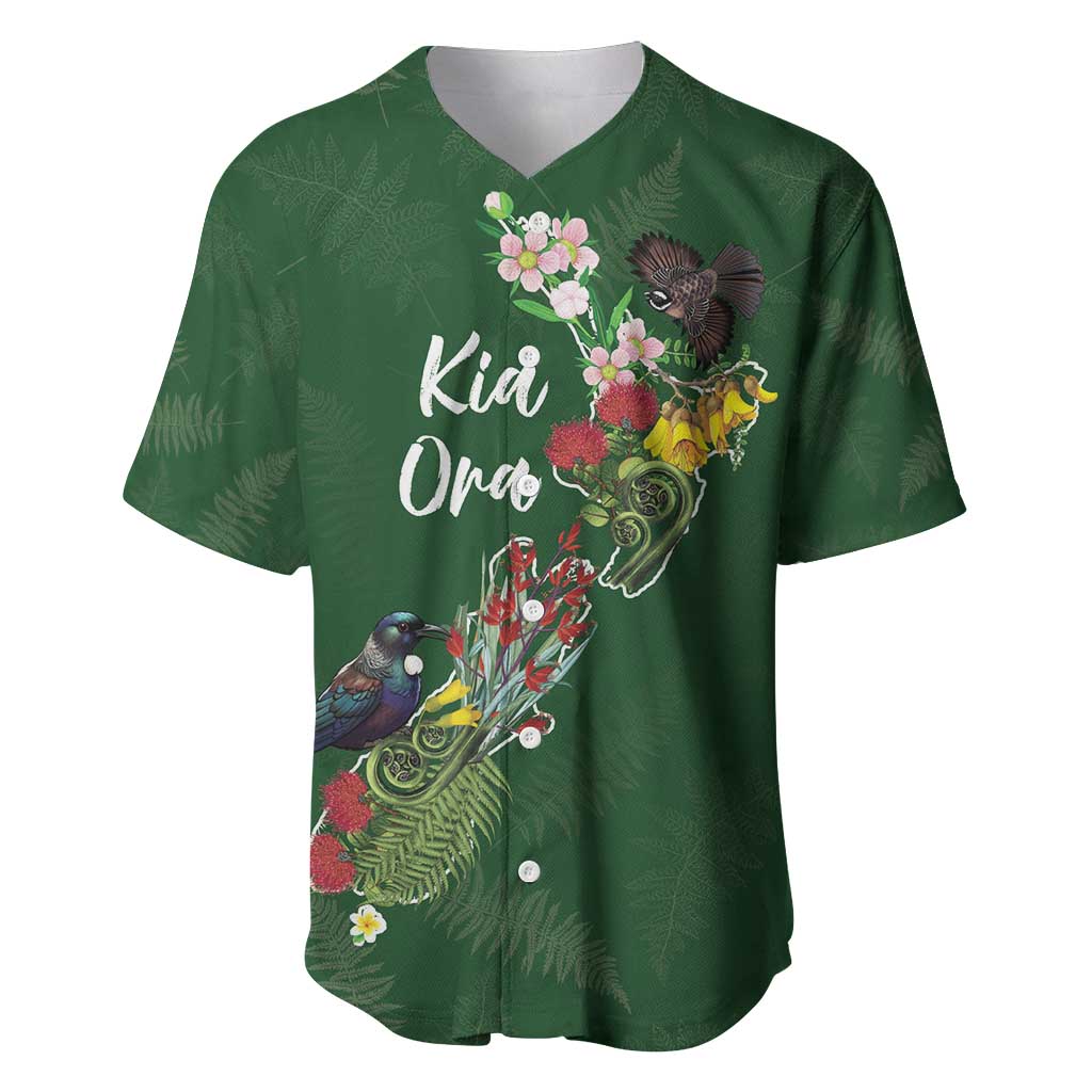 Kia Ora New Zealand Floral Personalized Baseball Jersey Sage Green - Polynesian Pride