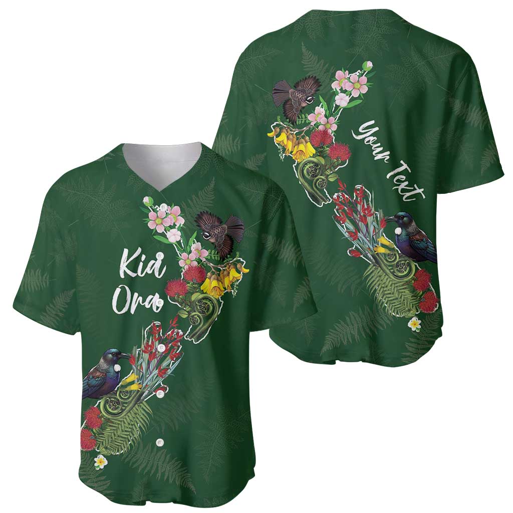 Kia Ora New Zealand Floral Personalized Baseball Jersey Sage Green - Polynesian Pride