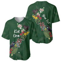 Kia Ora New Zealand Floral Personalized Baseball Jersey Sage Green - Polynesian Pride